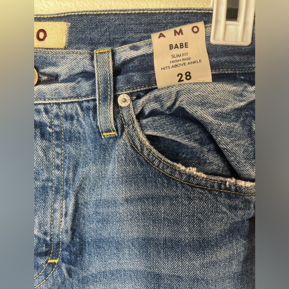 NWT AMO Babe Lace Up High Rise Ankle Slim Straight Jeans in Love Note Size 28 - Picture 8 of 8
